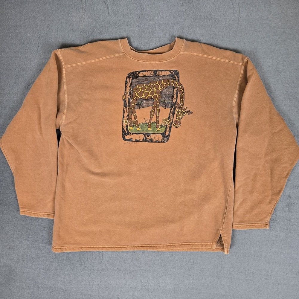 Vintage Giraffe Sweatshirt Adult Medium Crew Jungle Sahara Safari Animal Y2k